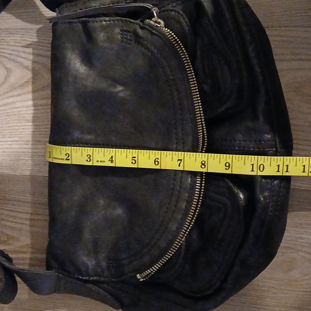 Lucky Brand Stash Black Lambskin Leather Fold Over Hobo Bag VTG Y2K Messenger - Picture 10 of 11